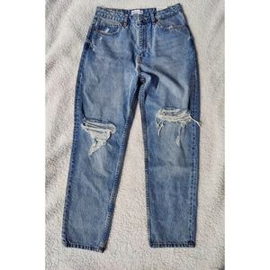 NWT Zara Classic Mom Fit Distressed Jeans size 8